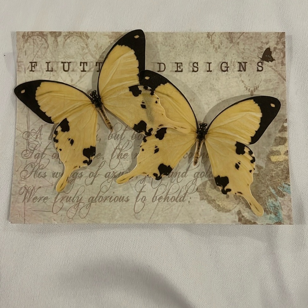 GORGEOUS! Set of Two Super Realistic Yellow Silk Butterfly handmade Hair Clips!!